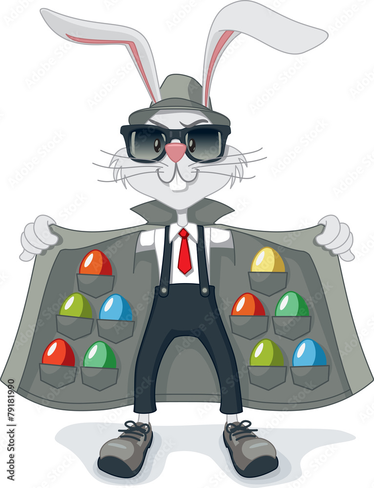 Fototapeta premium Funny Rabbit with Contraband Easter Eggs Vector Cartoon