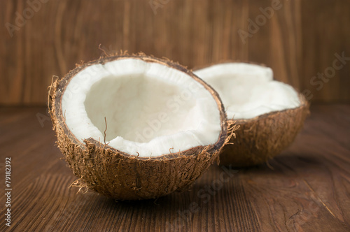 Two halves of a coconut