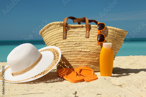 sun protection gear on the sand