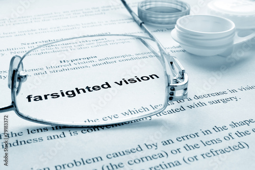 Paper with words  farsighted vision