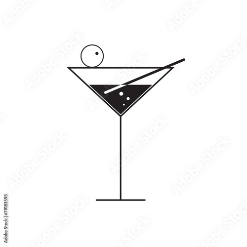 martini glass vector on white