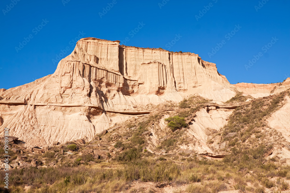 Mountain Castildetierra in Bardenas Reales Nature Park, Navarra, Mountain Castildetierra in Bardenas Reales Nature Park, Navarra,