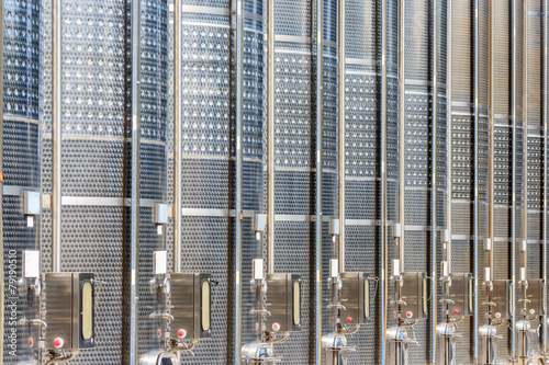 Modern stainless steel barrels for wine