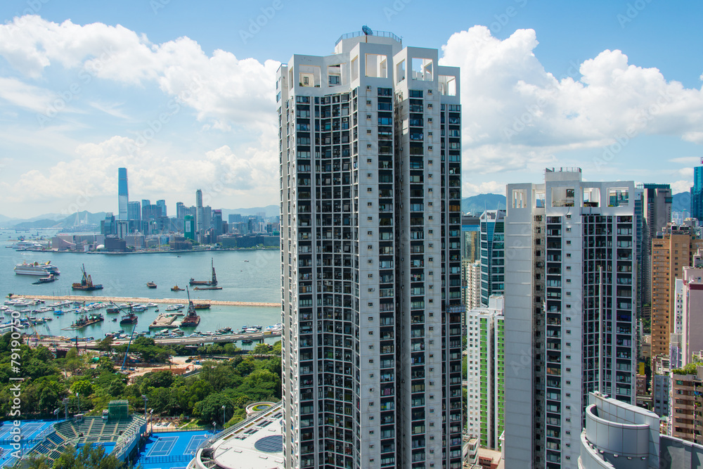 Naklejka premium View of Hong Kong during the day