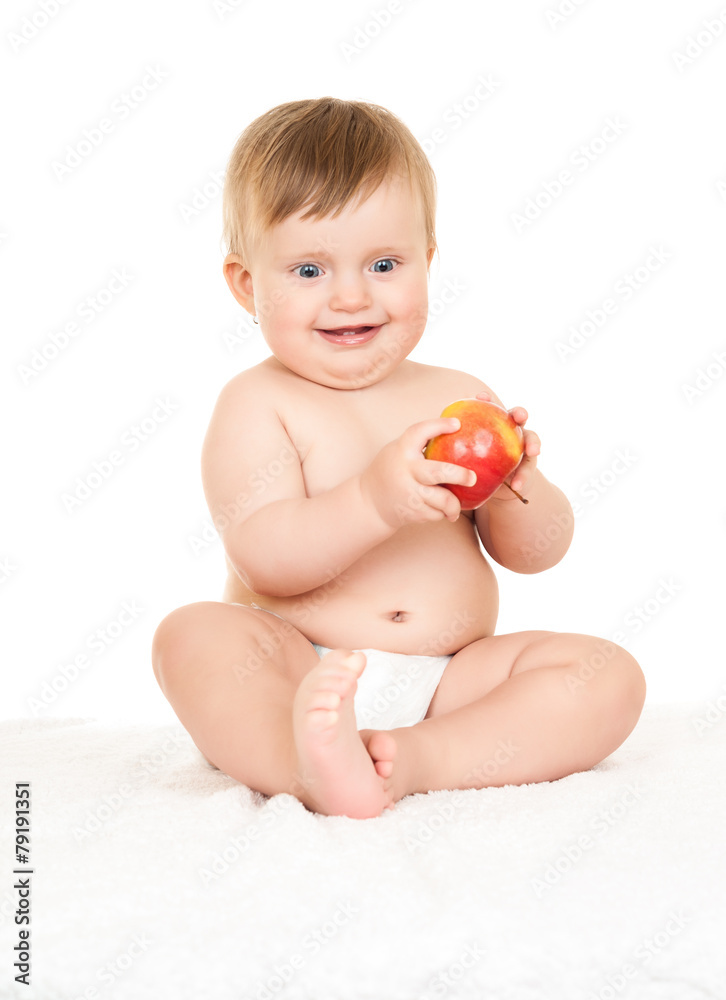 baby with apple baby with apple