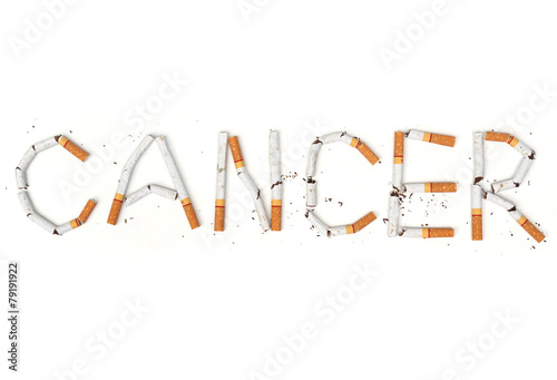 cigarettes arranged as a word cancer