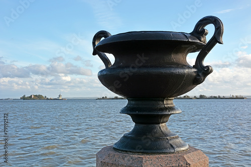 Big vase at the embankment of the Kronshtadt city