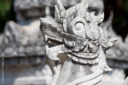 dragon sculptures in temple Phra Yuen in Lamphum  Thailand