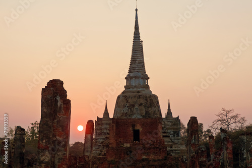 ruins of temple Phra Si Sanphet  Ayutthaya  Thailand