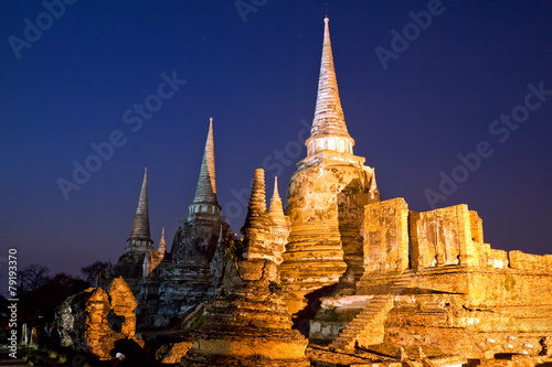 ruins of temple Phra Si Sanphet  Ayutthaya  Thailand