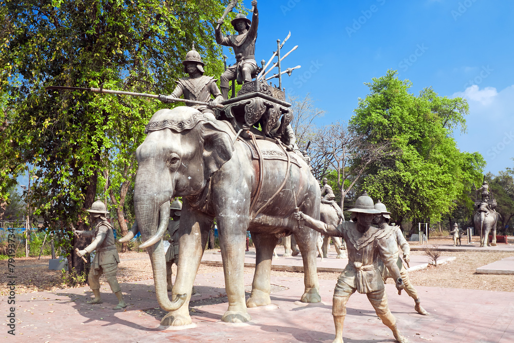 A monument to liberators of ancient capital of Thailand Ayutthay