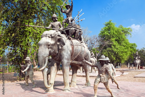 A monument to liberators of ancient capital of Thailand Ayutthay photo