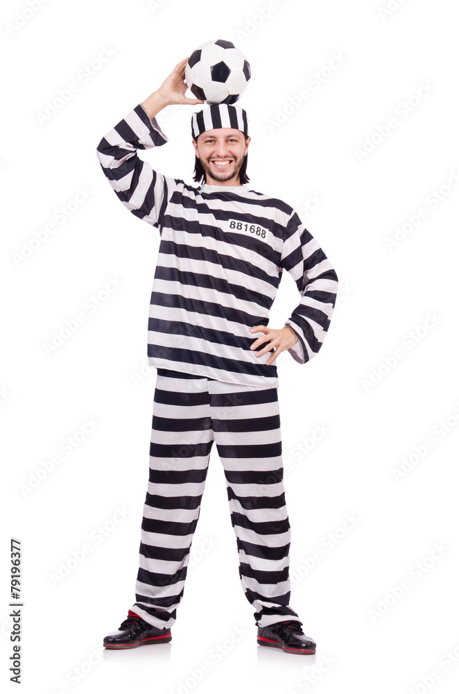 Prison inmate isolated on the white background