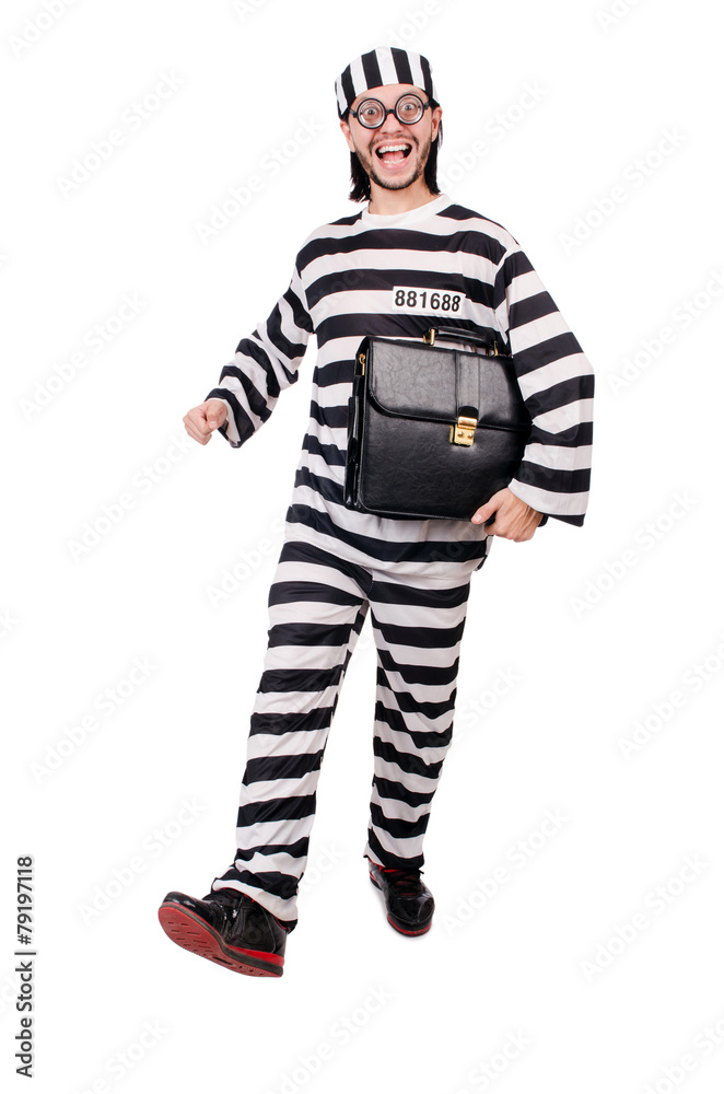 Prison inmate isolated on the white background Prison inmate isolated on the white background