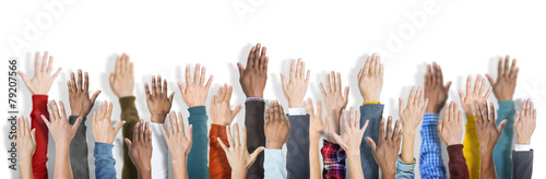 Group of Multiethnic Diverse Hands Raised