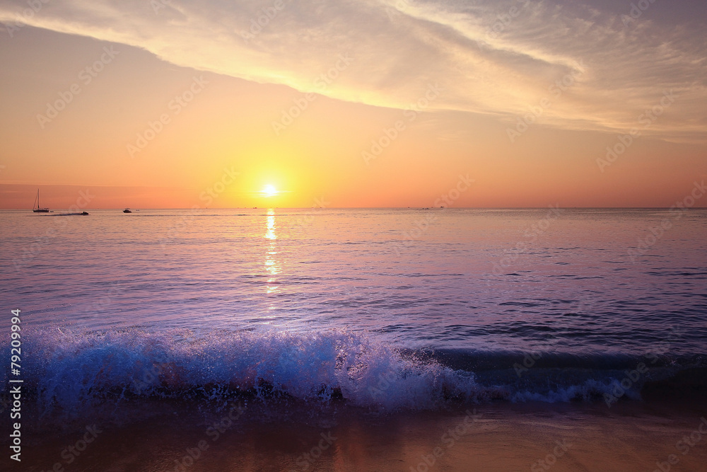 Obraz premium Sea beach sunset gold