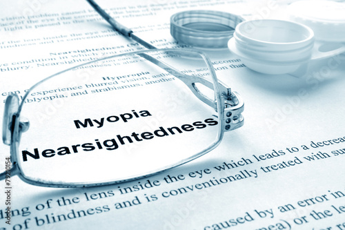 Paper with words myopia (nearsightedness)