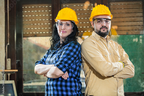 Woman and man posing together in the workshop photo