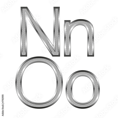 thin diamond metal letters on white
