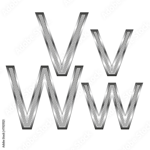 thin diamond metal letters on white