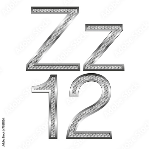 thin diamond metal letters on white