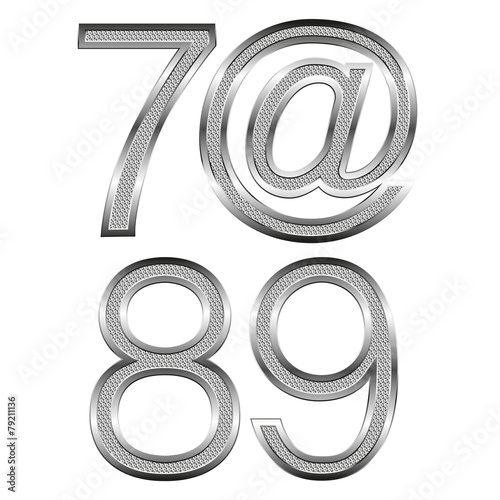 thin diamond metal letters on white