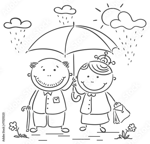 Happy cartoon grandparents