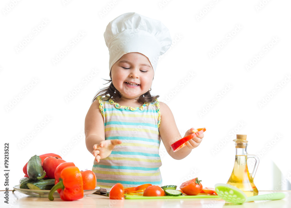 child girl preparing healthy food in the kitchen child girl preparing healthy food in the kitchen