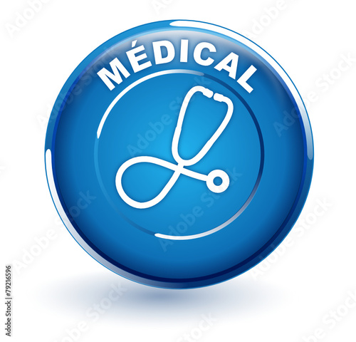 médical sur bouton bleu