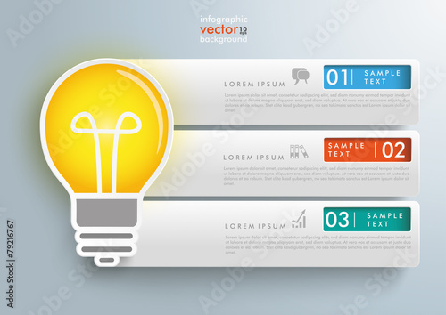 Bulb 3 Rectangles Banners Infographic