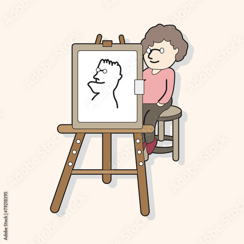 Street performer painter theme elements vector,eps