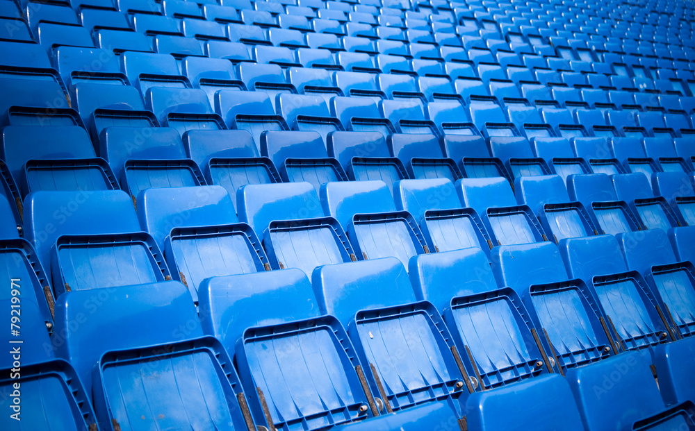 Fototapeta premium Blue Bleachers in a stadium