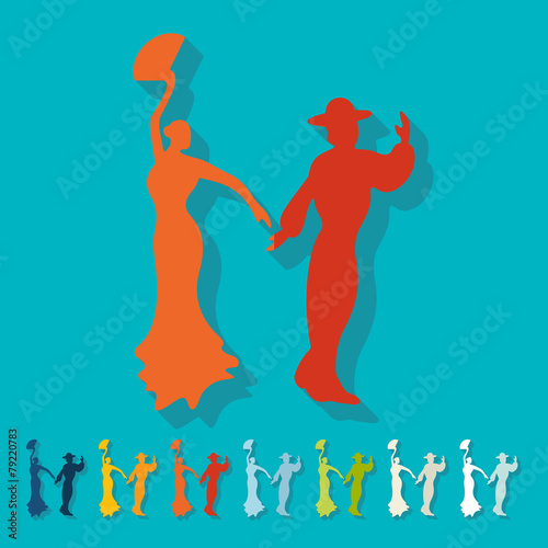 Flat design. flamenco dancers