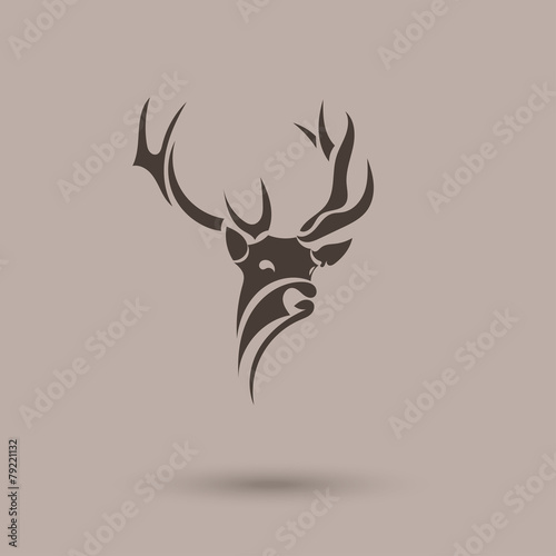 Vector stylized head of a deer. Abstract art logo
