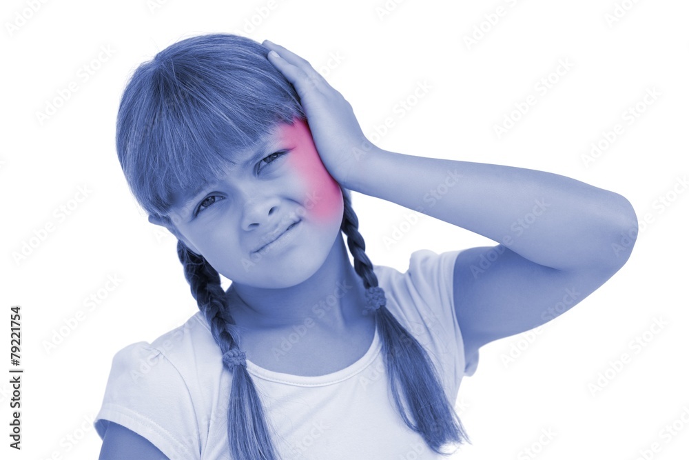 Fototapeta premium Little girl suffering from earache