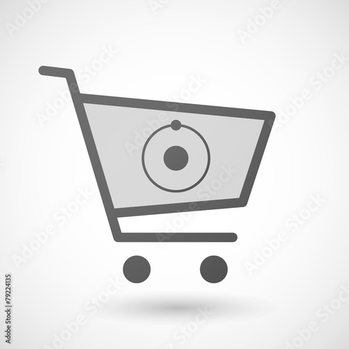 Shopping cart icon with an atom