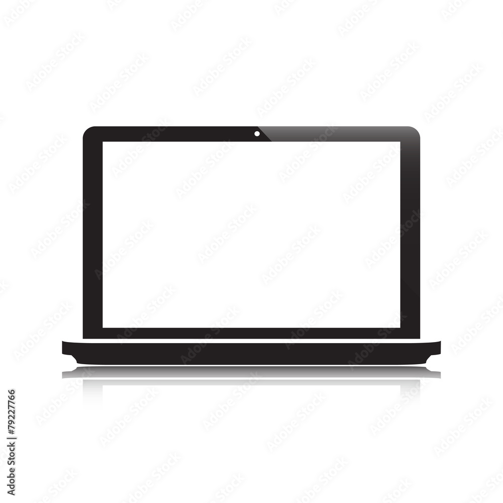 Laptop with reflection on white background vector illustration Laptop with reflection on white background vector illustration