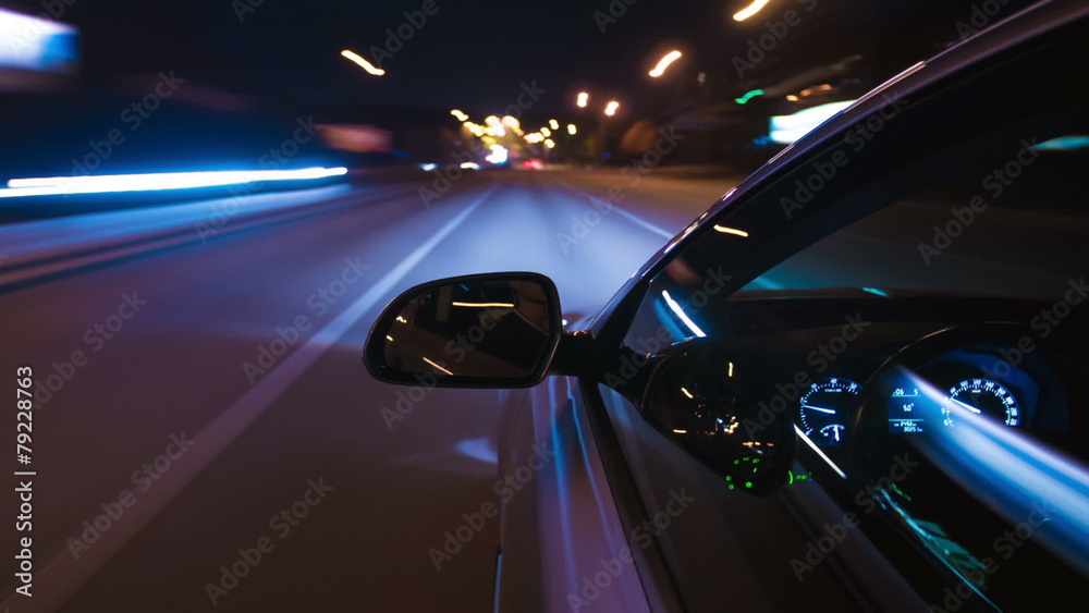 The night car driving time lapse, wide angle shot