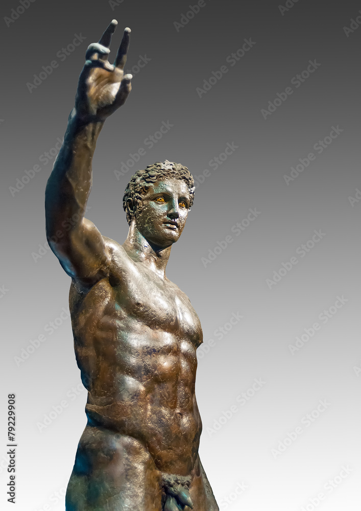 Obraz premium Greek ancient metallic statue Isolated in Grey