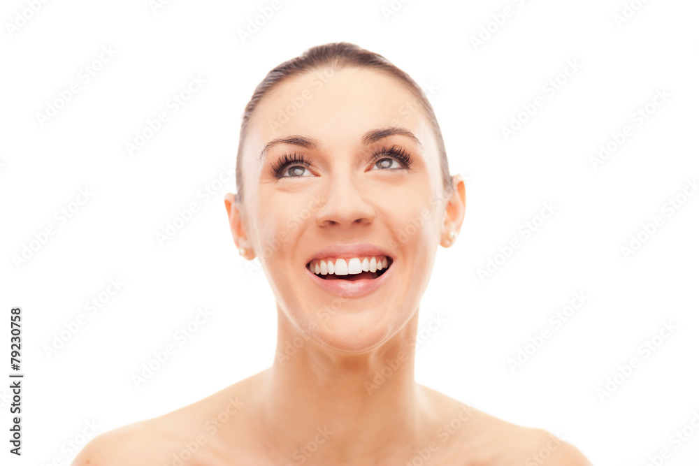 Young woman portrait on white background