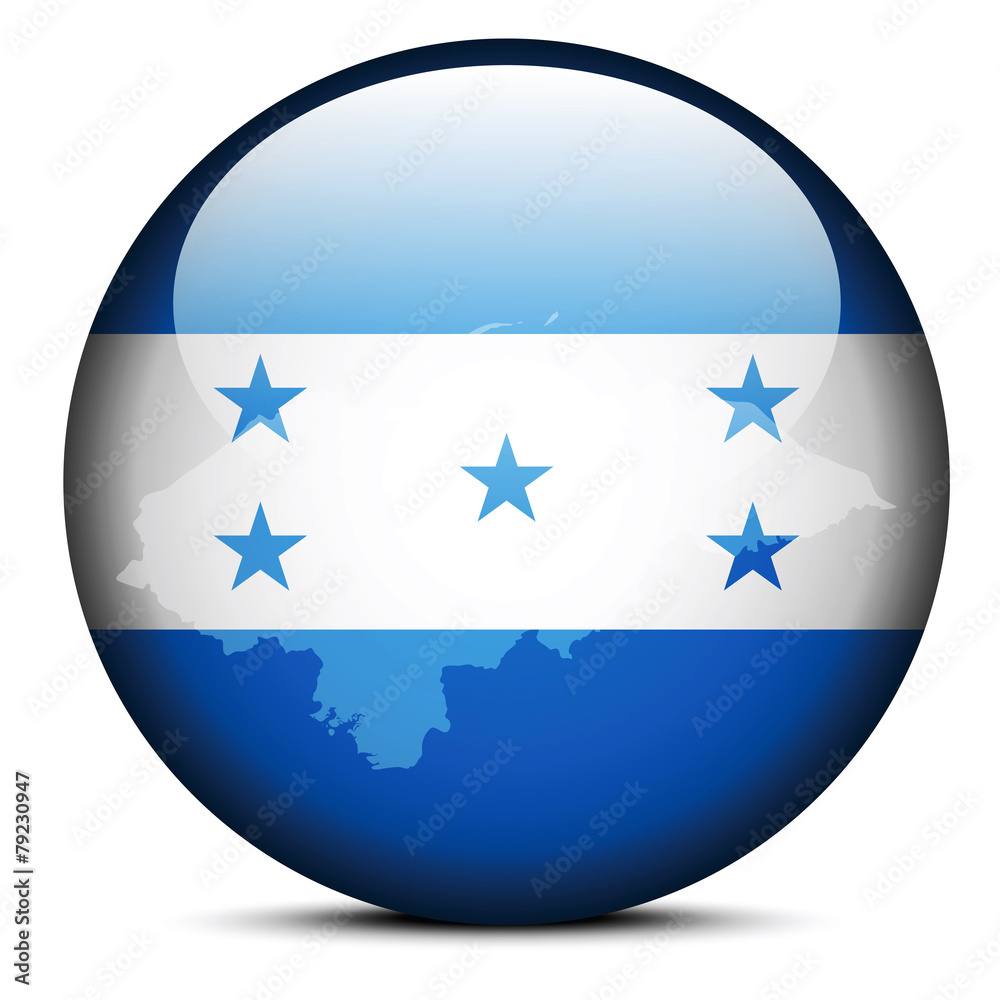 Map on flag button of Honduras Map on flag button of Honduras