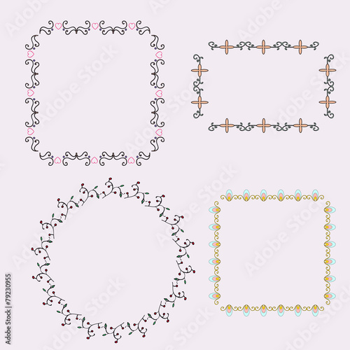 Set of frames with floral element