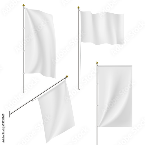 Set of flags and banners isolated on white background
