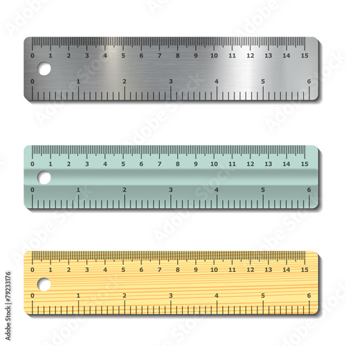 set of measurement rulers isolated on white background