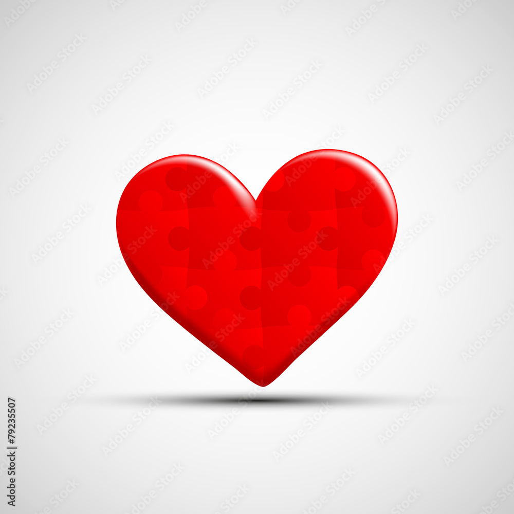 Vector icons of human heart consists of puzzles Vector icons of human heart consists of puzzles