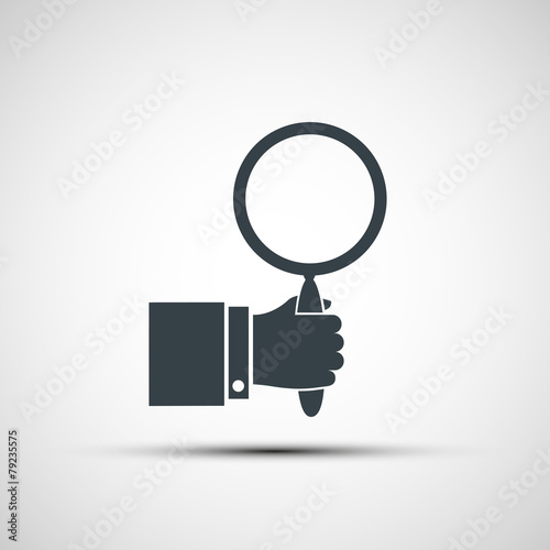 Vector icon of human hands and magnifiers