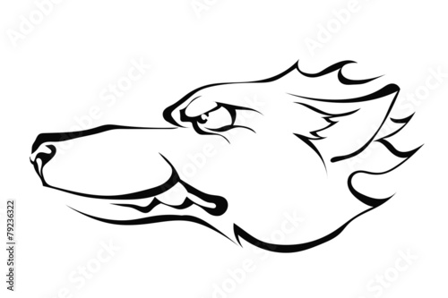 Wolf's head in profile isolated on white background. Logo. Vecto