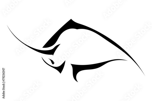 Silhouette of a bull in a fight on a white background. Trademark