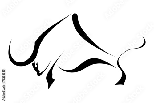 Black silhouette in profile bull isolated background. Logo, trad
