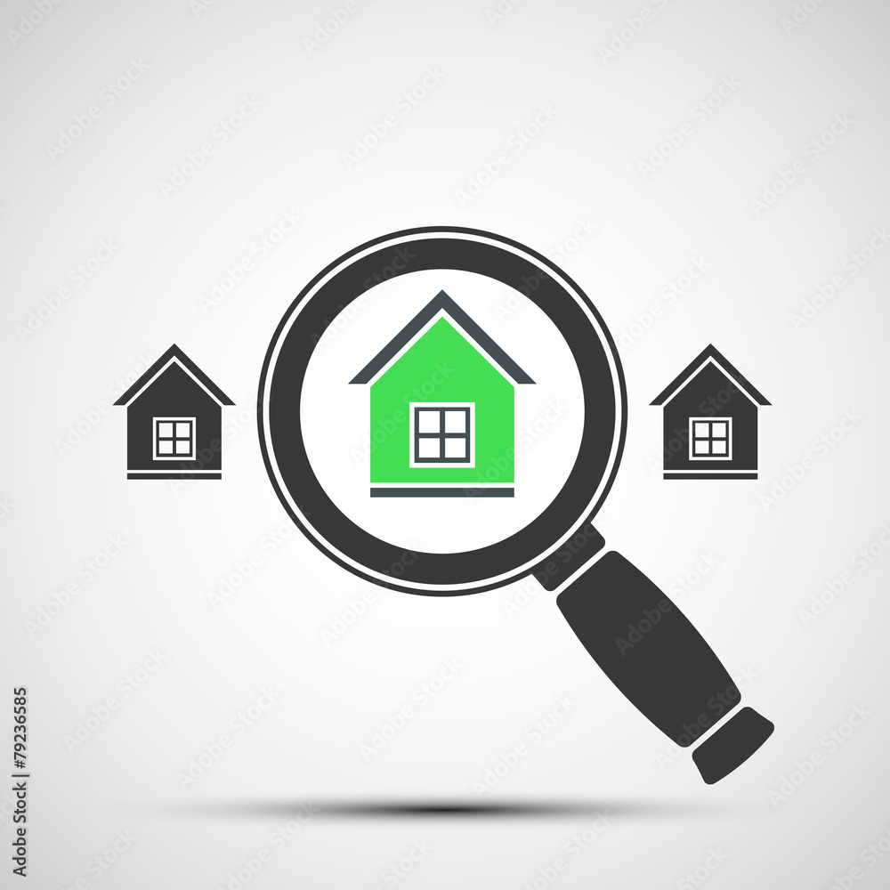 Vector image of a magnifying glass and Real Estate Vector image of a magnifying glass and Real Estate
